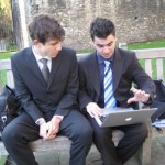 Andy and Alex practicing the presentation moments before going into the House of Lords