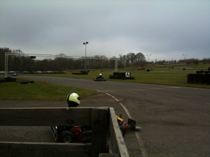 Pusher kart coming out of the pit lane