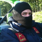 Toby in trendy balaclava!